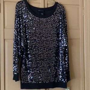 INC.  slightly dolman sleeve sequence sweater